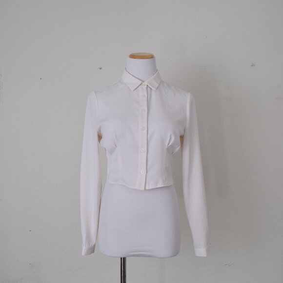 Off White Crop Fitted Blouse by Atelier Mexico size 6 - Picture 11 of 11
